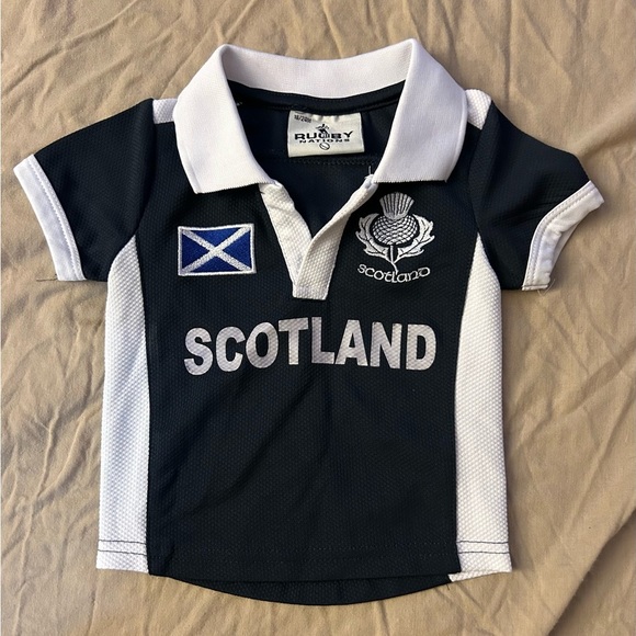 Kids Scotland Polo Shirt - Black and White - Picture 4 of 4